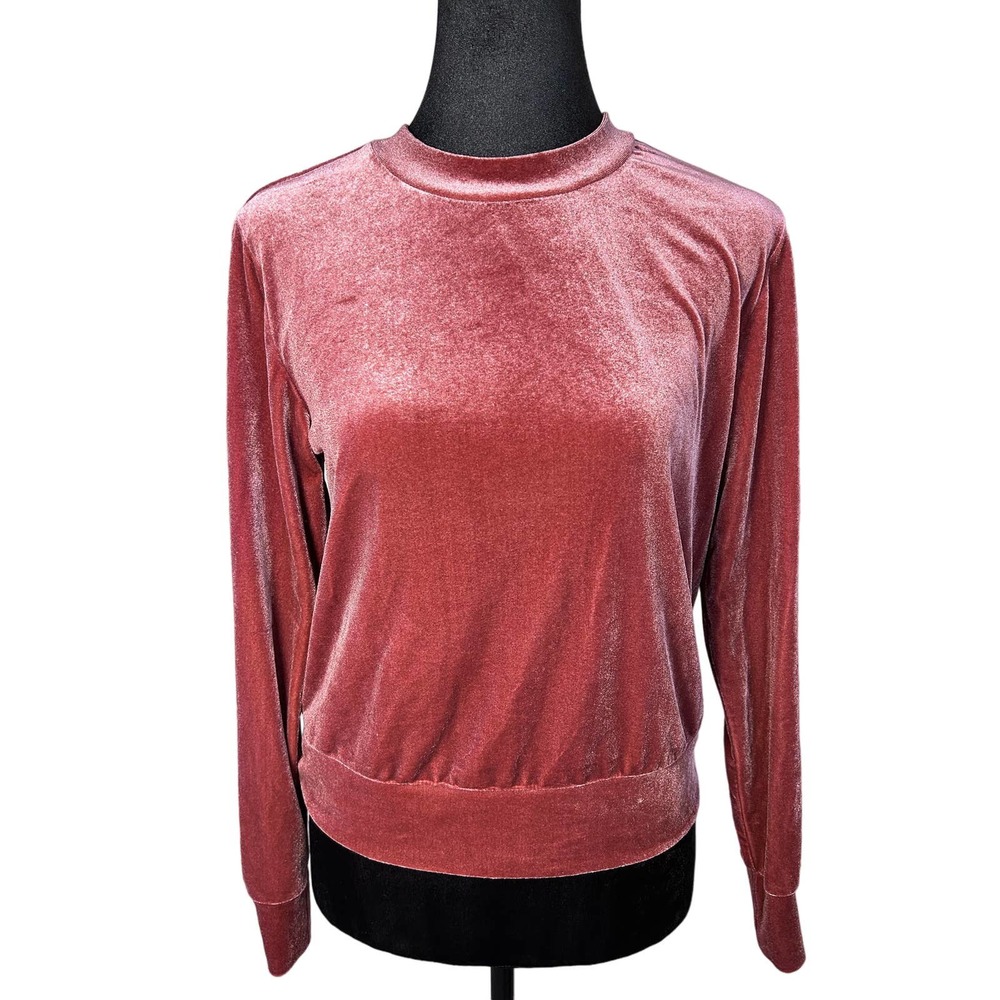 ModCloth Rose Velour Long Sleeve Pullover Size S 0309